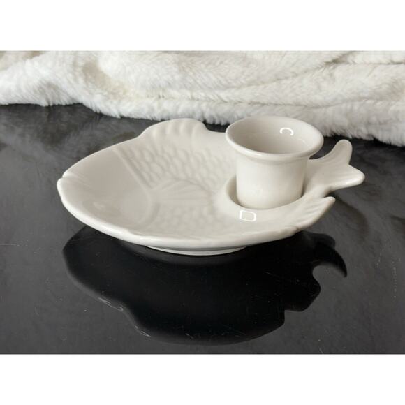 Vintage Whittier Pottery Fish Shape Plate Snacks Appetizers Sauce Dish - Picture 1 of 7